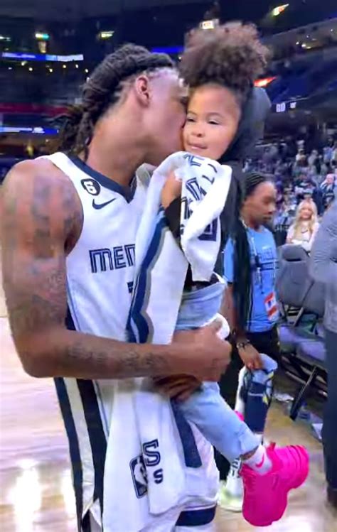 Ja morant daughter - Oct 20, 2022 · The Memphis Grizzlies star was greeted by his 3-year-old daughter Kaari after Wednesday's game, who smiled and hugged him. He also shared photos and videos of their courtside chat on his Instagram, where he praised her as the "only reason he is still going". 